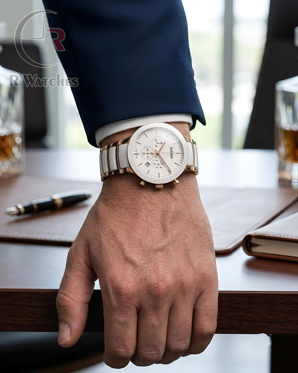 (OS2) Rado Ceramic Rose Gold White