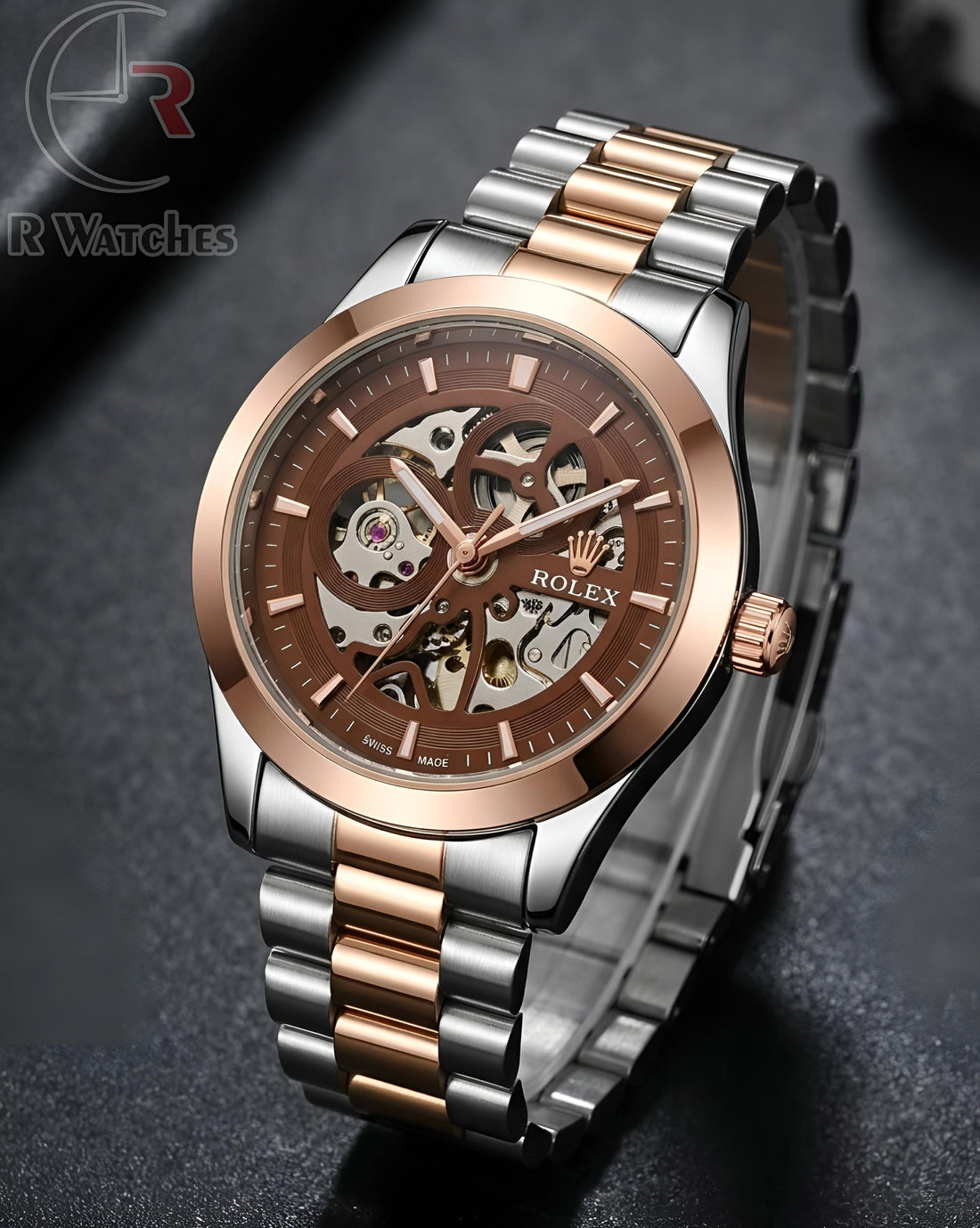 (OS) Rolex Automatic Rose Gold Brown
