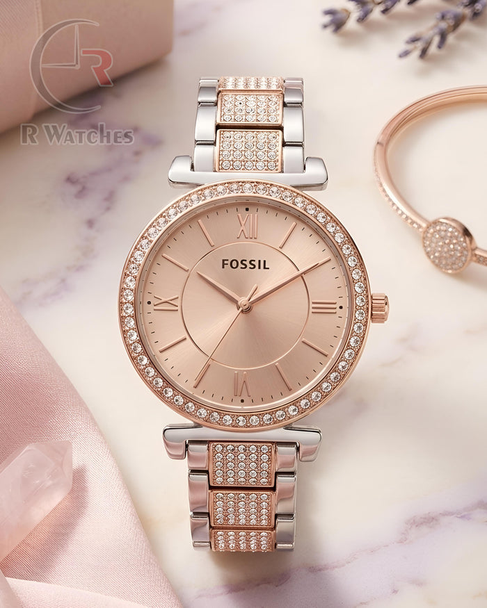 (OS2)⭐ Fossil Rose Gold Pink Dial