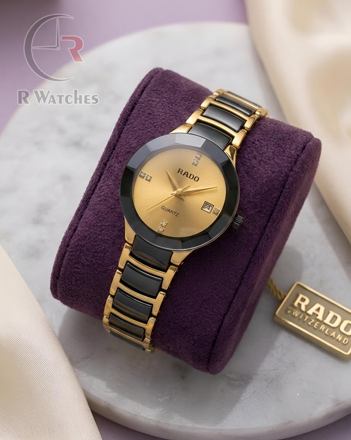 (OS) Rado Girls Diamond Cutt Gold Black