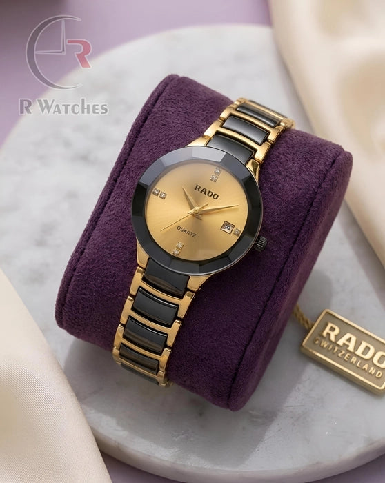 (OS) Rado Girls Diamond Cutt Gold Black