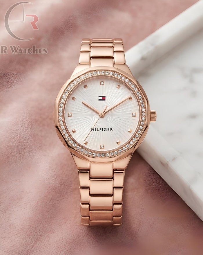 (OS) Tommy Hilfiger Girls Diamond Rose Gold White