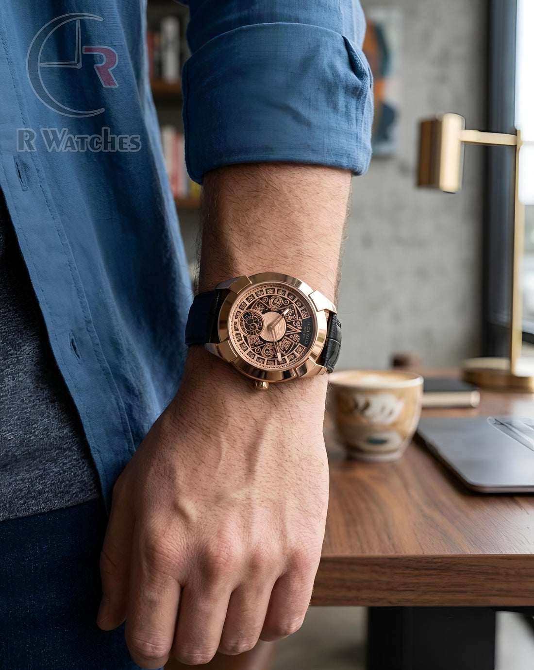 (OS) Jacob & Co Leather Rose Gold Black