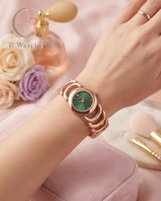 (OS) Movado Girls Rose Gold Green