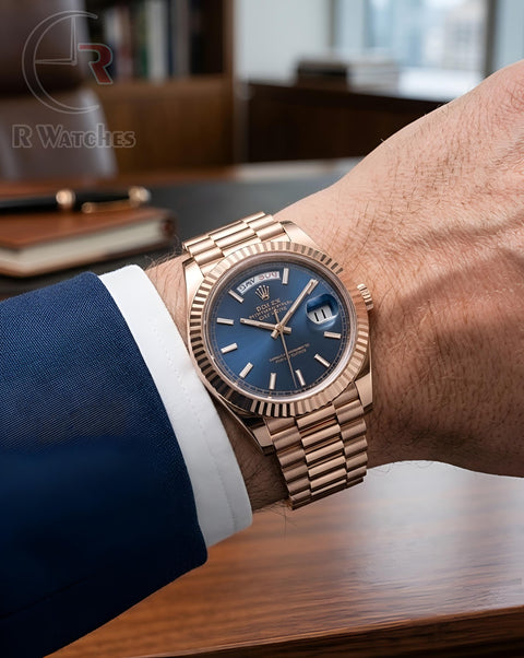 (OS2)⭐ Rolex Rose Gold Nevy Blue Dial