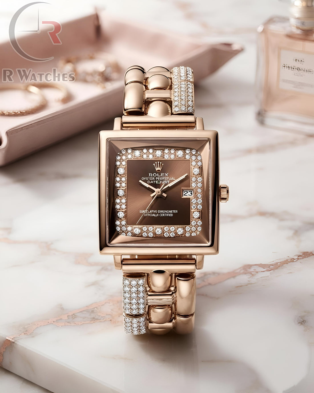 (SS) Rolex Girls Diamond Full Brown