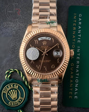 (SS) Rolex Automatic Rose Gold Brown Arabic Dial