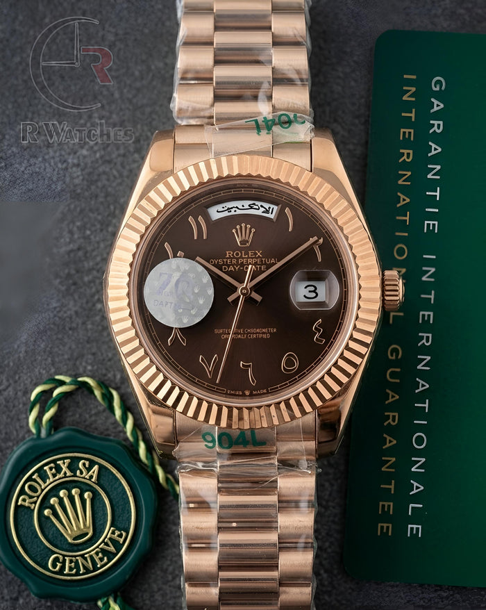 (SS) Rolex Automatic Rose Gold Brown Arabic Dial