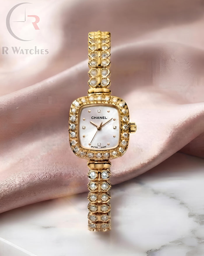(OS) Chanel Girls Diamond Gold White
