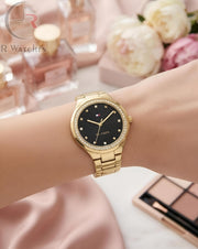 (OS) Tommy Hilfiger Girls Diamond Gold Black