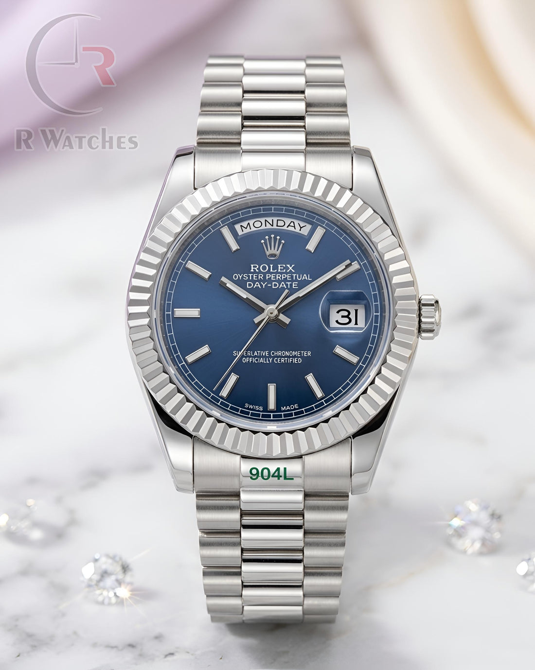 (OS2) Rolex Girls Silver Blue