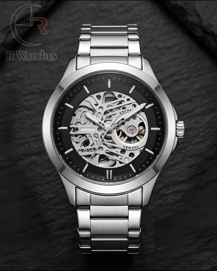 (OS) Armani Automatic Silver Black Dial