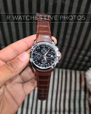 (OS3)⭐ Tissot leather black dial brown leather