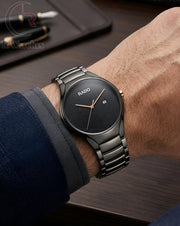 (OS2)⭐ Rado Black Metal Rose Gold Dial