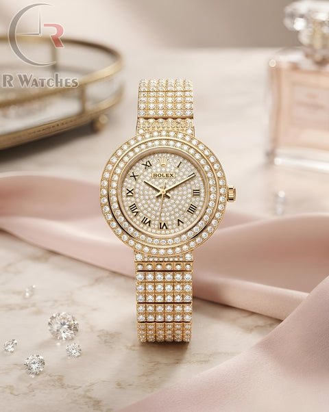 (OS) Rolex Girls Diamond Roman Gold