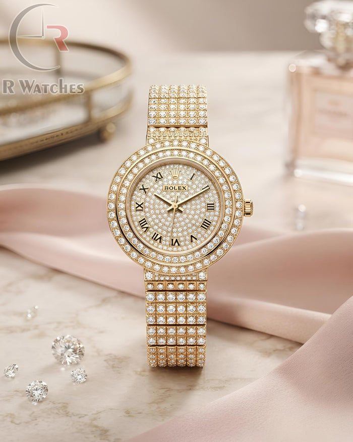 (OS) Rolex Girls Diamond Roman Gold