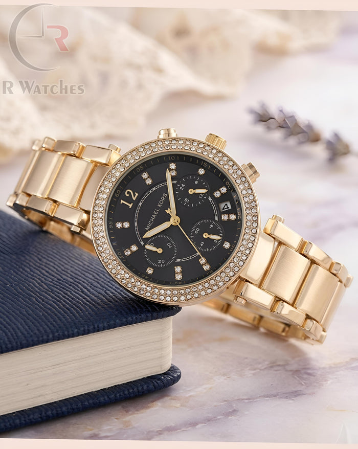 (OS2) MK Girls Gold Black Dial