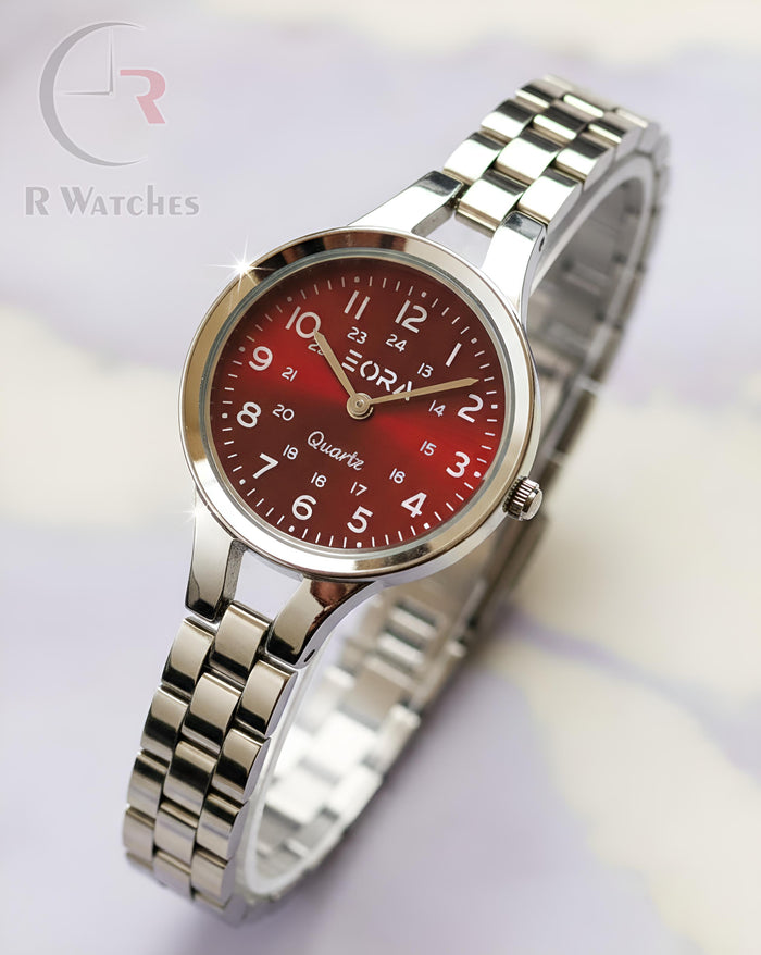 (OS)⭐ Eora Girls Silver Red Dial