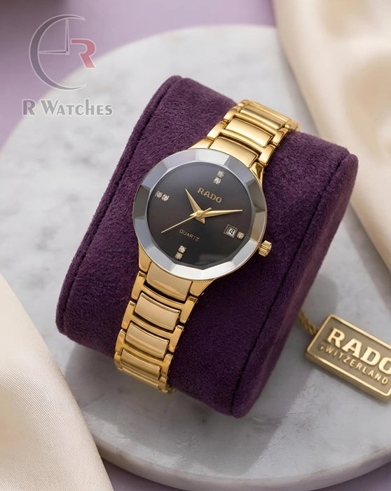 (OS) Rado Girls Diamond Cutt Gold Black