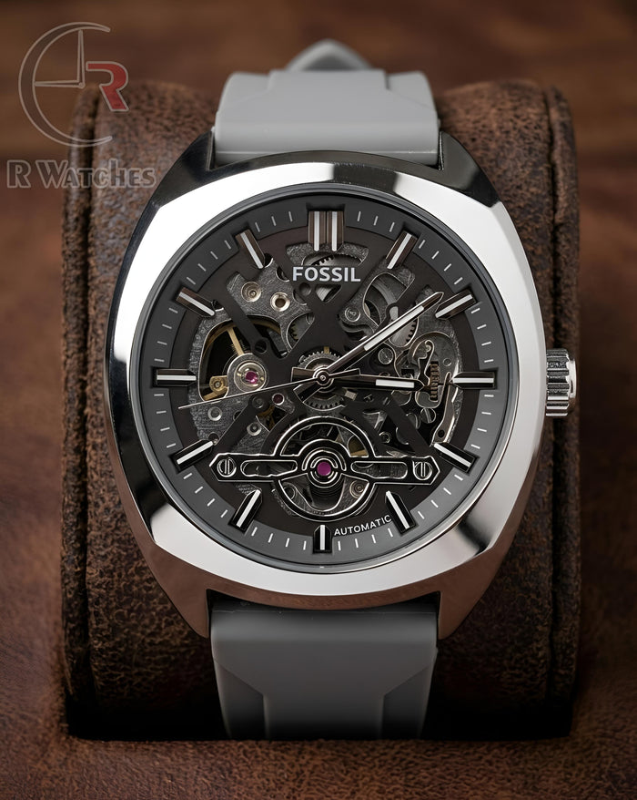 (OS) Fossil Automatic Silicon Silver Grey