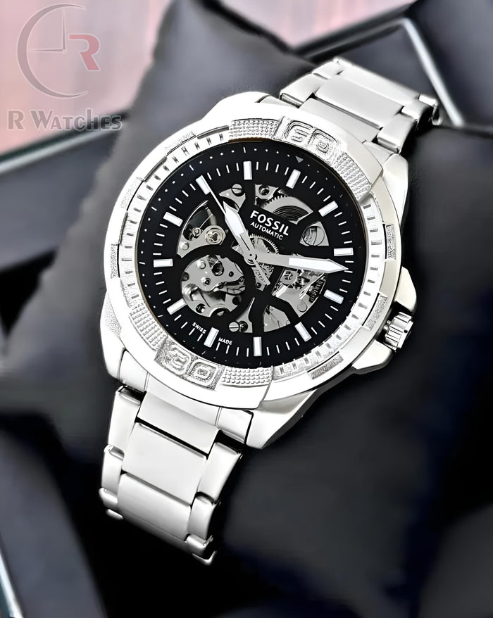 (OS) Fossil automatic Silver Black