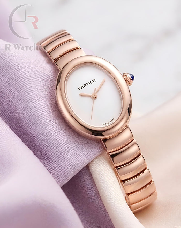 (OS)⭐ Cartier Girls Rose Gold White Dial