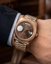 (SS) Rolex Automatic Rose Gold Brown Arabic Dial