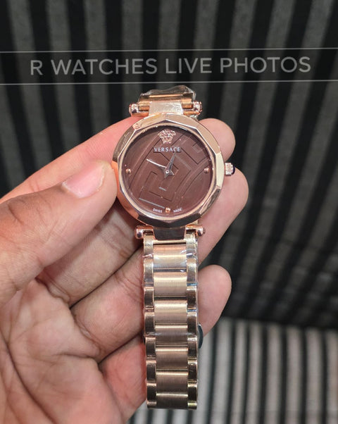 (OS3)⭐ Versace girls rose gold brown dial