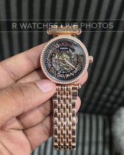 (OS)⭐ Fossil Girls Automatic Rose Gold Black Dial