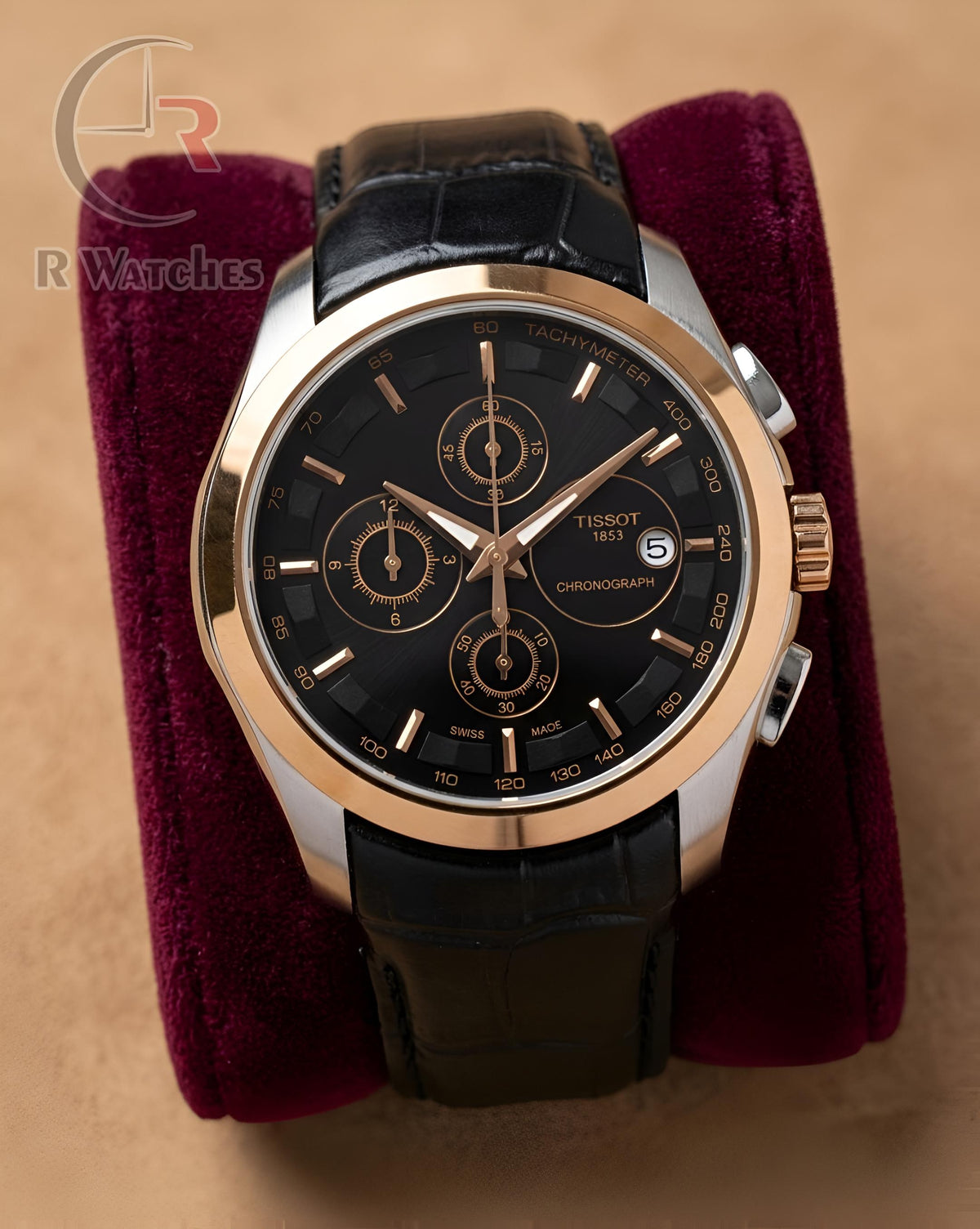 (OS3)⭐ Tissot leather black dual tone black