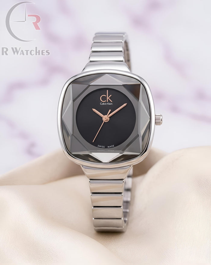(OS) Ck Girls Diamond Cutt Silver Black