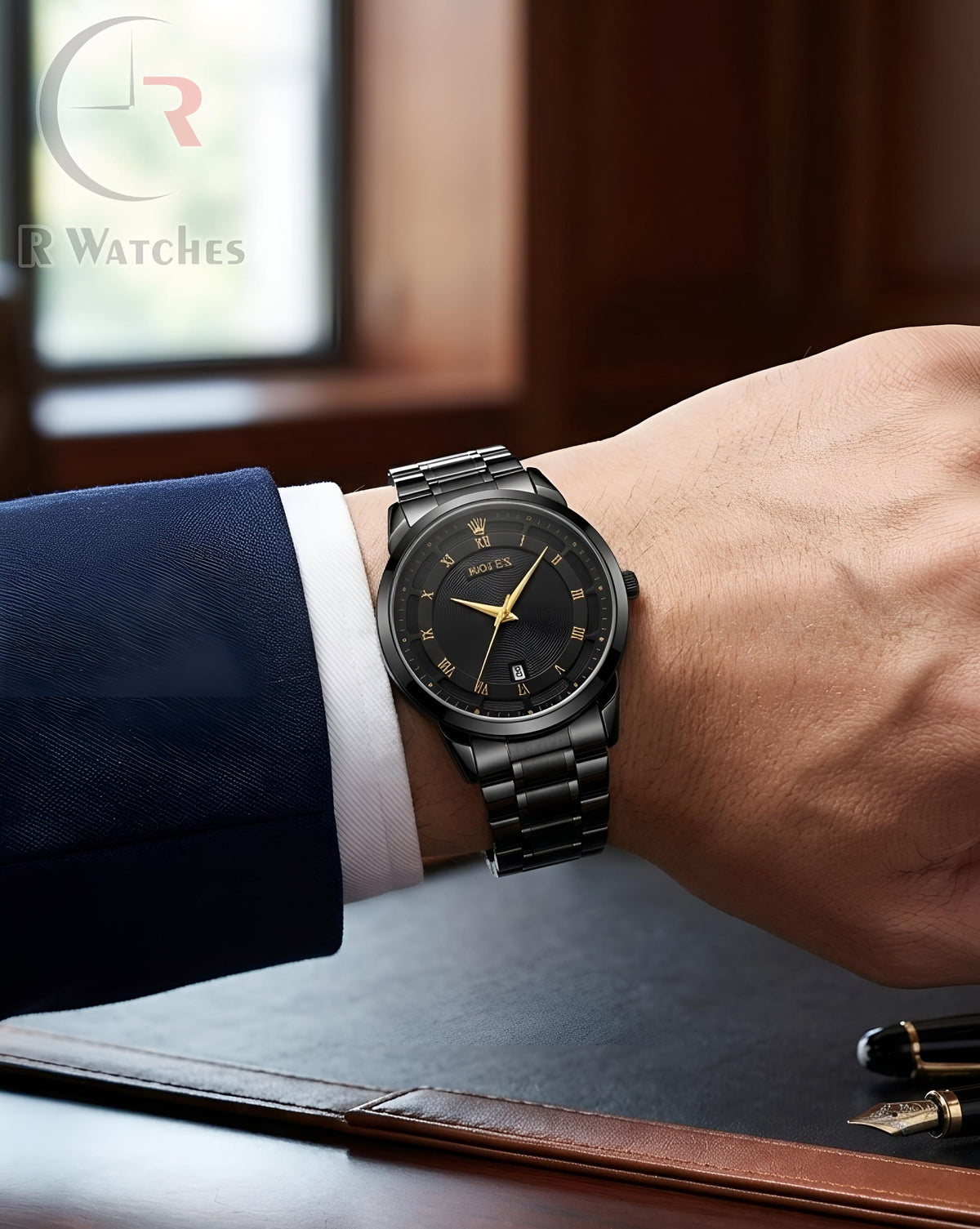 (OS)⭐ Rolex Full Black Gold Roman Dial