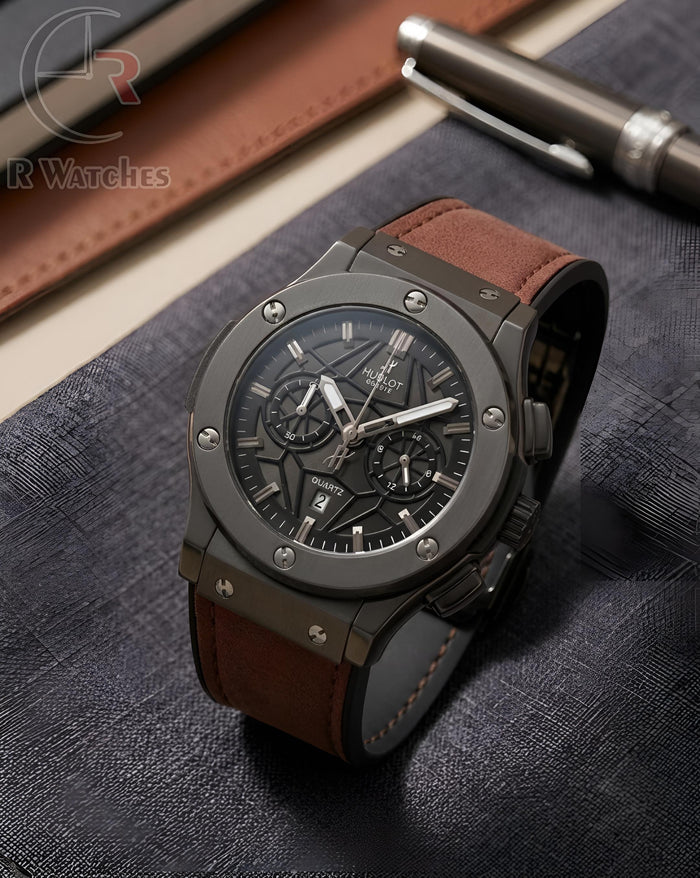 (OS2) Hublot Machinery Leather Black Brown