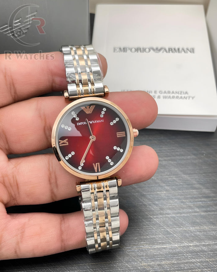 (SS) Armani girls' dual tone Red