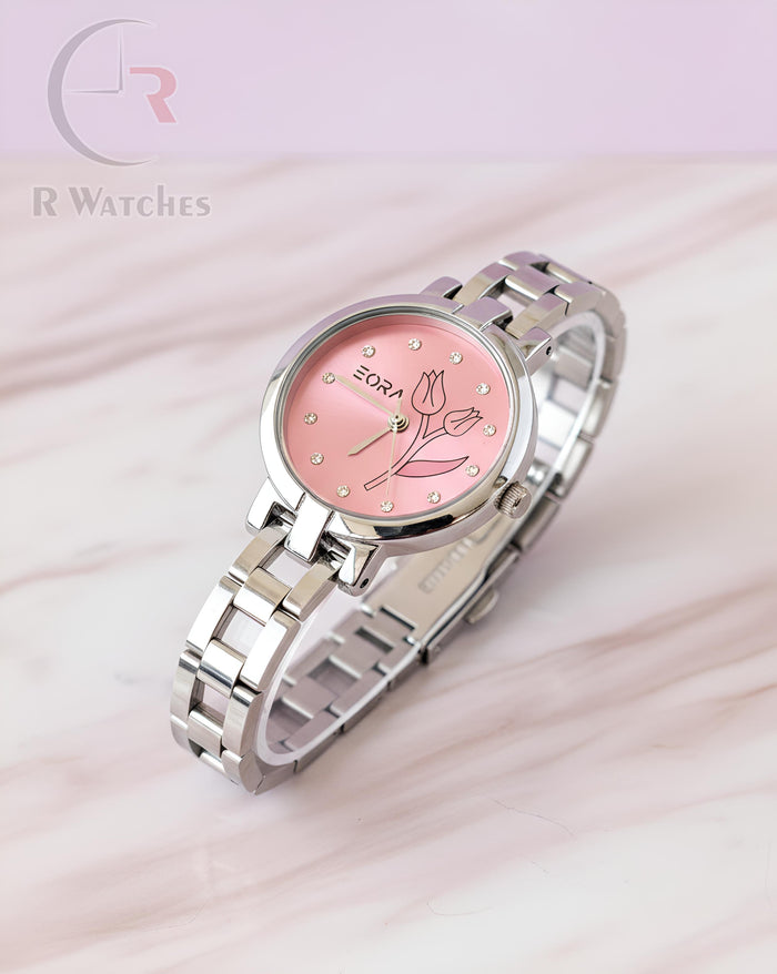 (OS)⭐ Eora Girls Silver Pink Dial