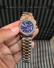 (OS)⭐ Rolex Girls Rose Gold Blue Dial