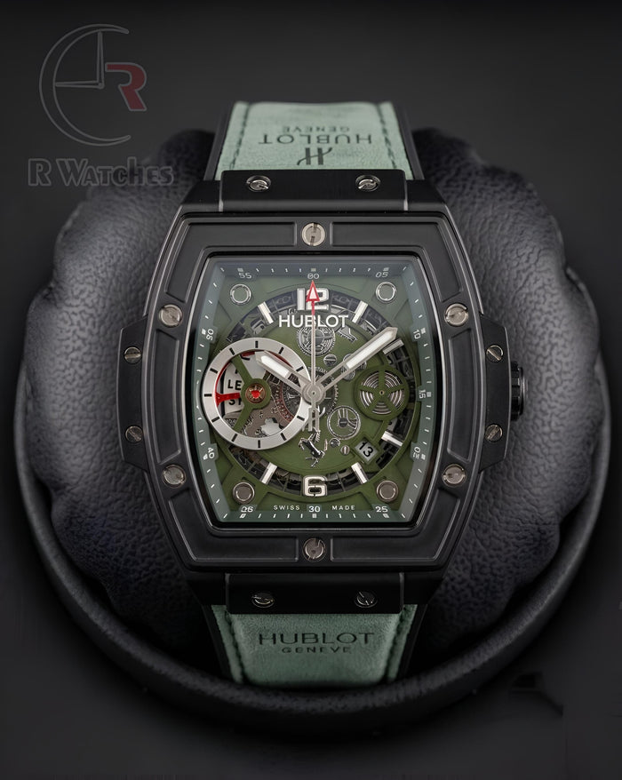 (OS2) Hublot Leather Machinery Green Black
