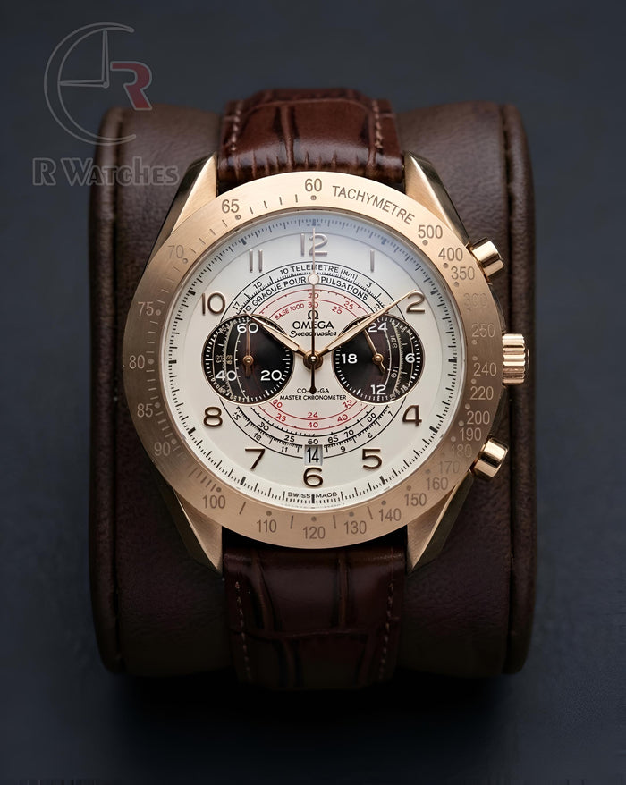 (OS) Omega Leather Rose Gold White Brown