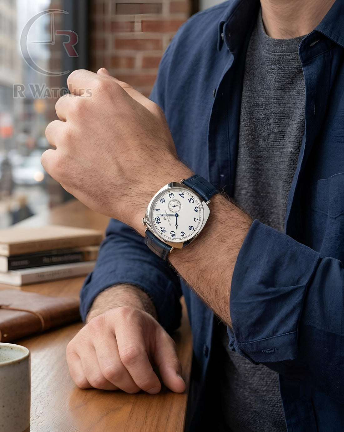 (OS) Vacheron Constantin Leather Silver White Blue