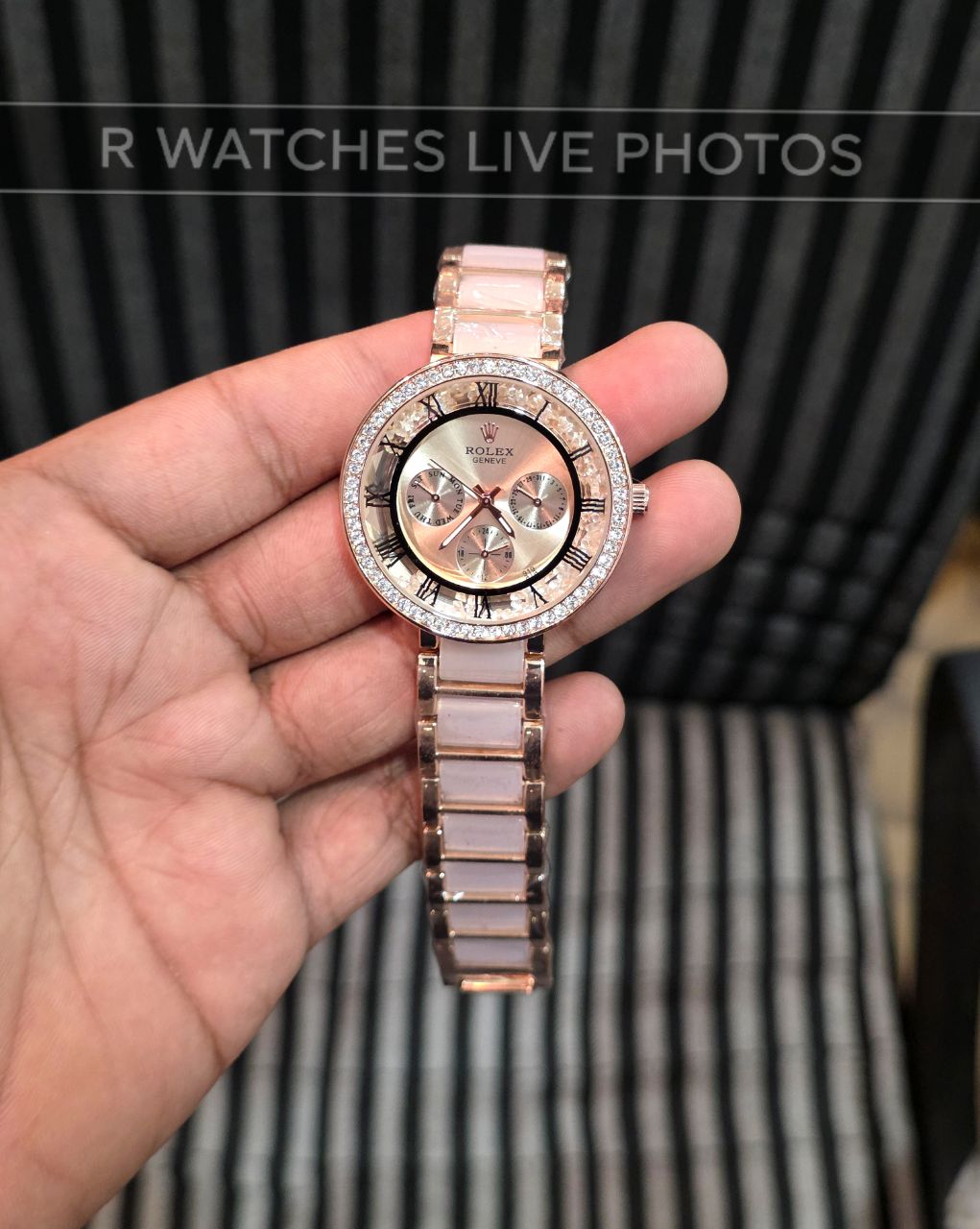 (OS)⭐ Rolex Girls Diamond Full Rose Gold Dial