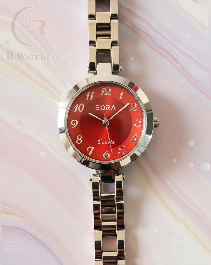 (OS)⭐ Eora Girls Silver Red Dial