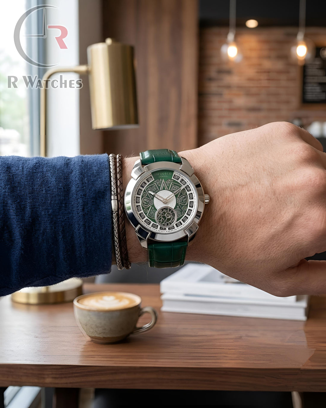 (OS) Jacob & Co Leather Silver Green