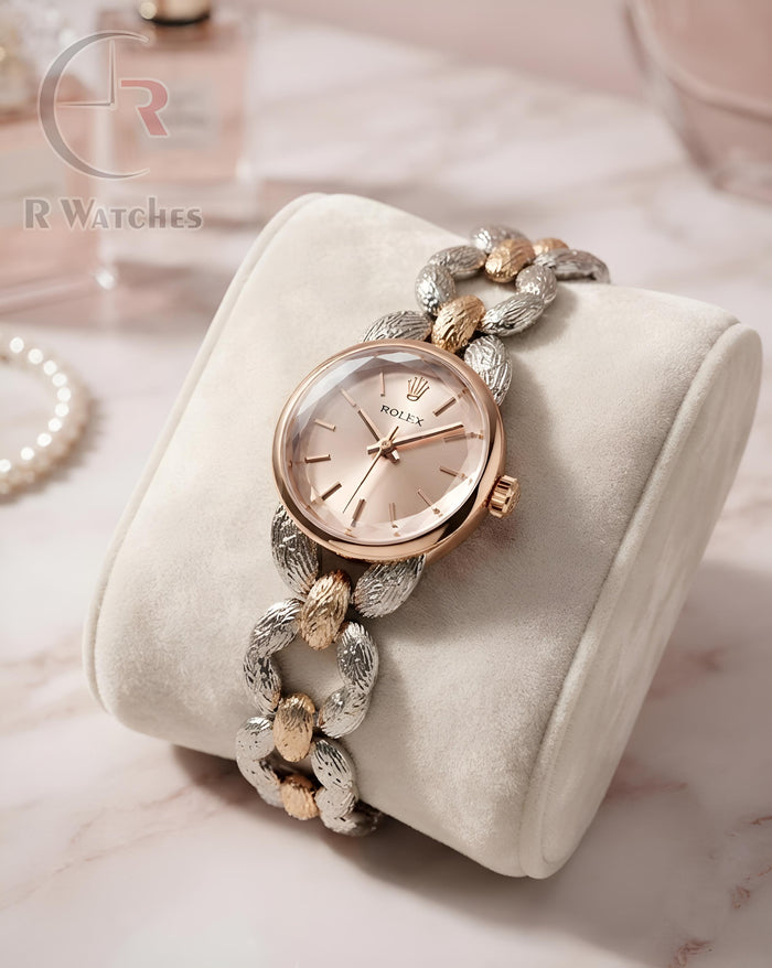 (OS) Rolex Girls Diamond Cutt Rose Gold Pink
