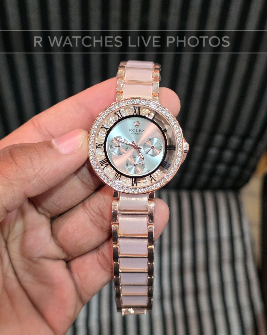 (OS)⭐ Rolex Girls Diamond Rose Gold White Dial