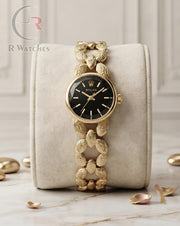 (SS) Rolex Girls Diamond Cutt Gold Black