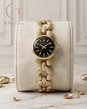 (SS) Rolex Girls Diamond Cutt Gold Black