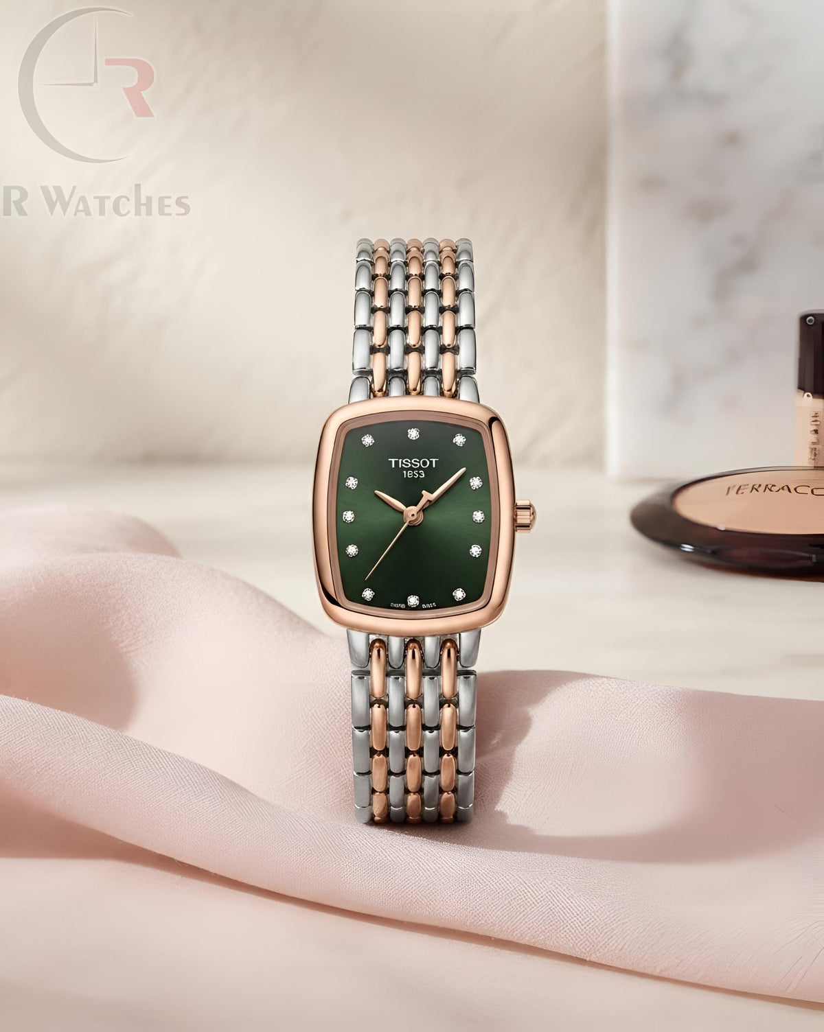 (OS) Tissot Girls Rose Gold Green