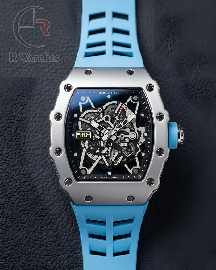(SS) RM Silicon Tiffany Blue Silver Black Dial