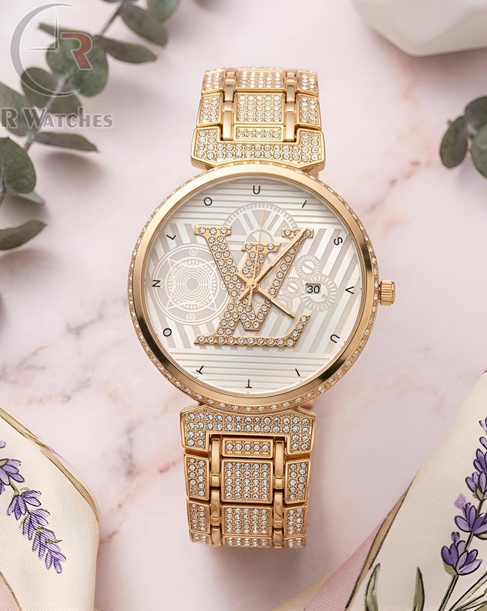 (OS) LV Girls Diamond Gold White