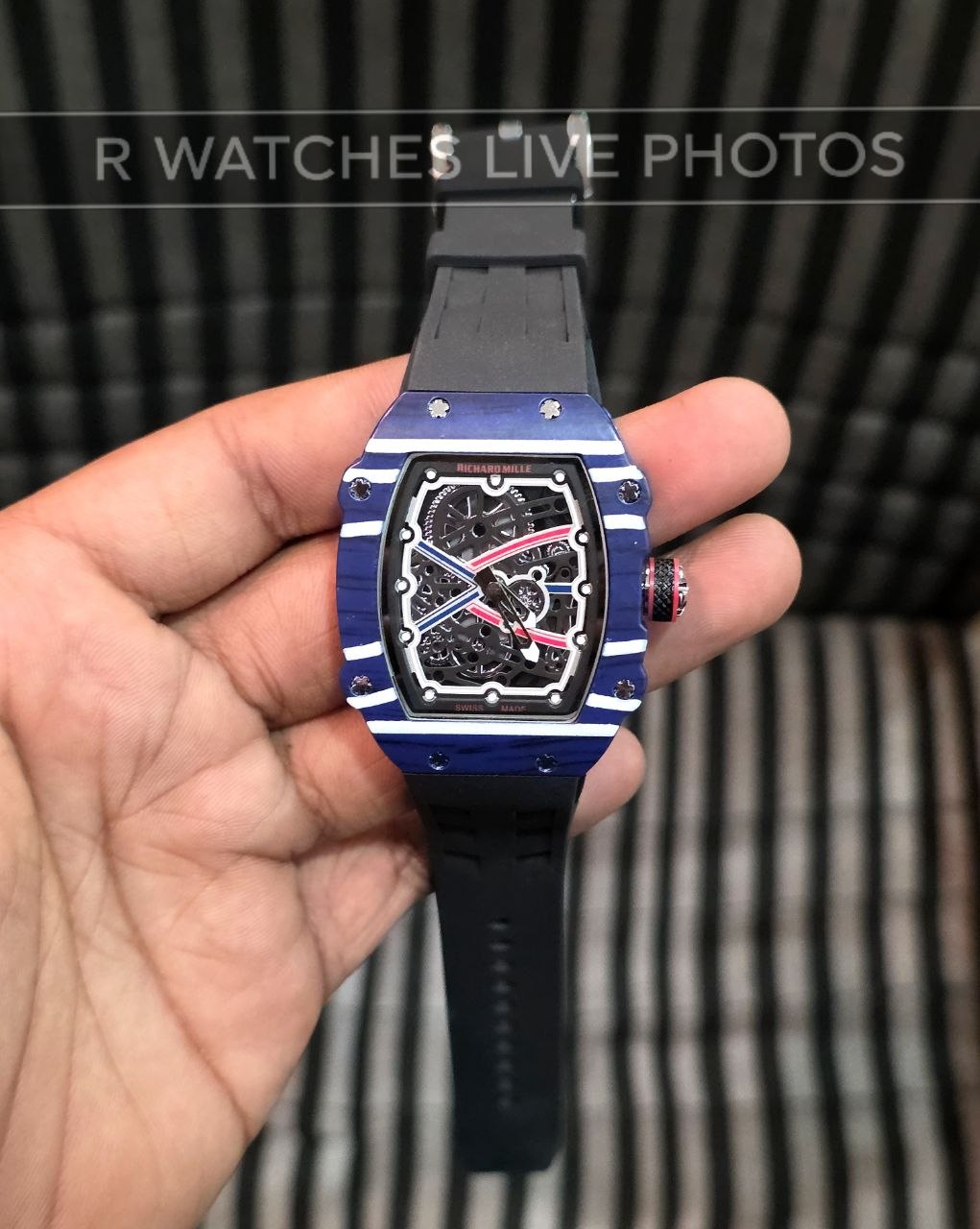(OS)⭐ RM Silicon Black Nevy Blue White Dial